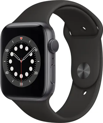 Produktbild von Apple Watch Series 6 44mm (A2292) Space Gray Alu Sport Band Black GPS