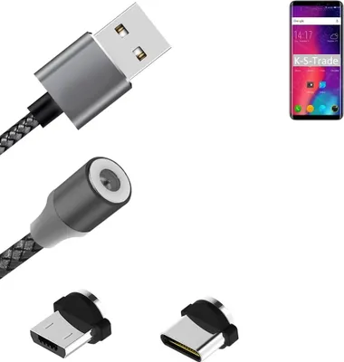 Produktbild von K-S-Trade Hochwertiges Magnet-Lade-kabel Sync-Kabel Daten-Kabel für Elephone U Pro mit USB-Typ-C-Anschluss und Micro-USB-Anschluss 2A bis zu 480mbps