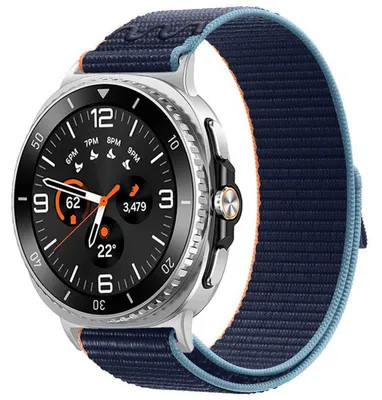 Produktbild von Für Samsung Galaxy Watch 8 / 8 Classic Nylon Armband mit Klettverschluss Dunkelblau