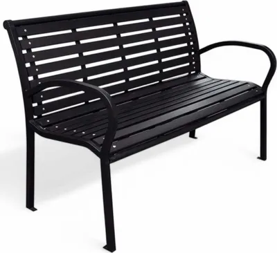Image de Banc de jardin en acier noir Gaia 125 x 60 x H 80 cm