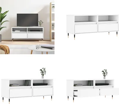 Produktbild von vidaXL TV Schrank Weiß 100x34,5x44,5 cm Holzwerkstoff - TV-Schrank - TV-Schränke - TV-Ständer - TV-Board