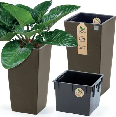 Zdjęcie produktu dla Donica Doniczka Ogrodowa 24 Cm Na Taras Do Ogrodu Domu Eco Wood Kawa