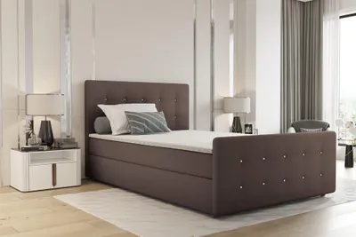 Produktbild von Boxspringbett Schlafzimmerbett MARKOS 140x200cm Stoff Soro Braun inkl. Topper