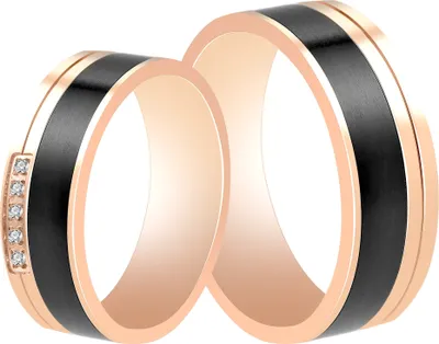 Produktbild von Akzent Damen-Partnerring, Edelstahl, Similibesatz, roségoldfarben/schwarz