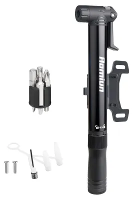 Produktbild von Fahrradpumpe und Schraubenschlüssel 2-in-1-Reifenfüller – tragbares Ratschenwerkzeug aus Aluminiumlegierung für Fahrräder und Motorräder, mit Notfallreparaturfunktion, schwarz