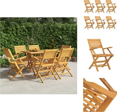 Productafbeelding van vidaXL Tuinstoelen, 6 stuks, inklapbaar, 55x62x90 cm, massief teakhout - Tuinstoelen