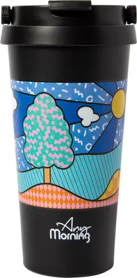 Image de Tasse à café de voyage en acier inoxydable Any Morning, gobelet à café, gobelet de voyage à double paroi isolé sous vide, étanche, anti-déversement, base antidérapante, gobelets isolés pour boissons chaudes et froides, 17 oz (500 ml)