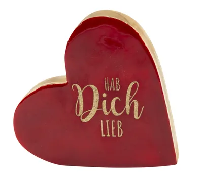 Produktbild von Herzdeko aus Holz Hab dich lieb – Romantische Dekoration in Rot 17cm