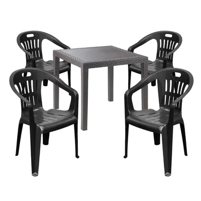 Produktbild von Outdoor-Möbel Sitzgarnitur Bistrogarnitur 5tlg Kunststoff Anthrazit