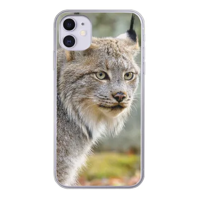 Produktbild von MuchoWow® Handyhülle Schutzhülle Hülle für iPhone 11 Luchs - Wald - Grau Silikon Softcase Handy Hülle - Handytasche
