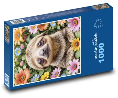 Obrázek produktu pro Puzzle 1000 Lenochod mezi květinami - martinpuzzle