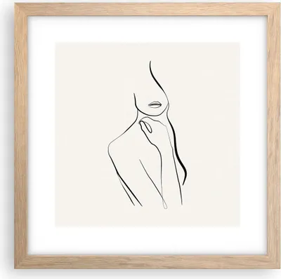 Produktbild von Gerahmtes Poster - Rahmen in heller Eiche - Frau Skizze Zeichnung - 30x30 cm - Wand Bild - Wanddeko - Wandbilder - Kunstposter - Wandposter - Bilderrahmen - Bilder - Kunstdruck - P2NAC30x30-5045
