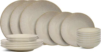 Immagine prodotto di Set di stoviglie Cookinglife - Coastal Lines - Ocean Beige - 18 pezzi / 6 persone