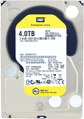 Produktbild von Western Digital HDD RE 4TB, 3.5 Zoll, 4000 GB, 7200 RPM, SAS, 32 MB