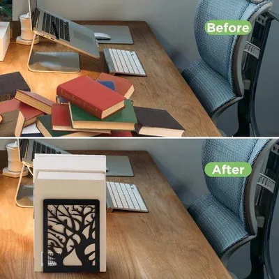 Produktbild von Famanu Bücherstützen 3 Paar für Regale Zuhause Büro Schulen - Schwarz