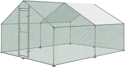 Produktbild von JNGLGO Hühnerstall Freilaufgehege Verzinkter Stahl Hühnerkäfig Hühnerhaus Außen Freigehege mit Schloss, XL Geflügelstall, 3x4x2m