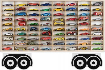 Produktbild von LKW-Regal für Federn, 80 Fächer, Holz, Hot Wheels Anhänger