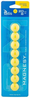 Obrázek produktu pro Magnesy do tablic Tetis żółte gładkie 20 mm