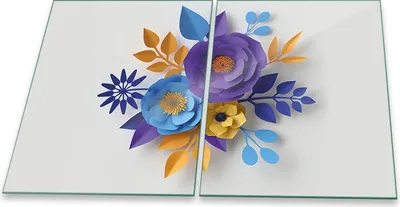 Produktbild von Herdabdeckplatten Spritzschutz Glas Universal 2-Teilig 2x40x52 Blumen Violett