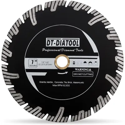 Immagine prodotto di Disco diamantato turbo da 180 mm per seghe circolari, ideale per tagliare marmo, cemento e muratura, confezione da 2 pezzi