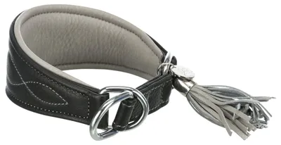 Produktbild von TRIXIE Active Comfort Sighthound Collar with Stop-the-Pull, Hund, Standardkragen, Schwarz, Grau, Leder, Einfarbig, XS