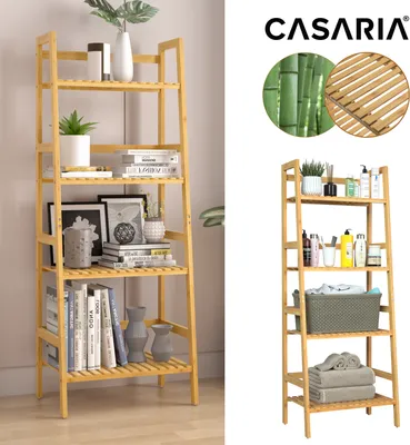 Produktbild von CASARIA® Badregal Standregal Bambus 4 Böden 48x32x123cm Groß Stehend Offen 40 kg Belastbarkeit Holz Bad Badezimmer Küche Wohnzimmer Keller Regal Natur
