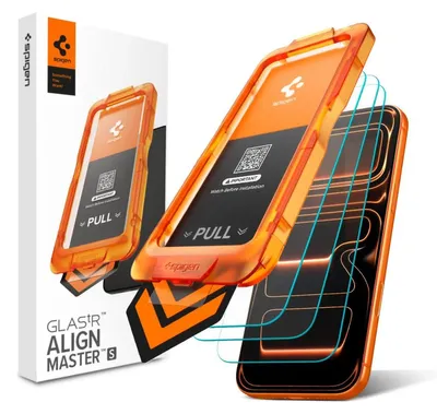 Obrázok produktu pre Spigen Glas.tR AlignMaster S, Apple, iPhone 18 Pro / 17 Pro, Protinárazový, Odolné proti poškriabaniu, Priehľadná, 3 kusov