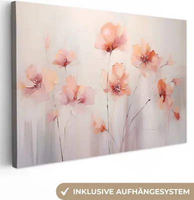 Produktbild von MuchoWow® - Leinwandbilder - Mohn - Blumen - Kunst - Abstrakt - Aquarell, Wandbild, Wanddeko Bilder Wohnzimmer, 120x80 cm