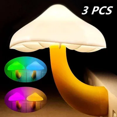 Produktbild von Nachtlampen mit Pilz-Design, Lichtsensor, Steckdose, Hausdekor, LED