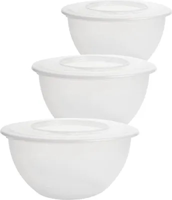 Produktbild von Vielseitige Schüssel mit Deckel 5L, stapelbar, gefriergeeignet, 3-teiliges Set