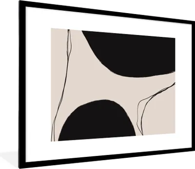 Produktbild von MuchoWow® Gerahmtes Poster Pastell - Schwarz - Minimalismus 80x60 cm - Poster mit Schwarzem Bilderrahmen Wandposter Rahmen Foto Bilder - Schlafzimmer-Dekorationen - Fotoposter