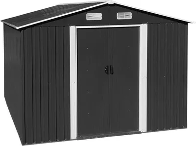 Produktbild von Geräteschuppen Gerätehaus Gartenhaus 392x257x178 cm Metall Fundament Anthrazit