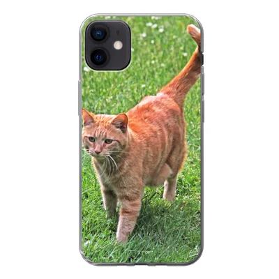 Produktbild von MuchoWow® Handyhülle Schutzhülle Hülle für iPhone 12 mini Katze - Rot - Katze - Mädchen - Kinder - Jungen - Kind Silikon Softcase Handy Hülle - Bild