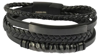 Produktbild von Akzent Herren Armband Nicol Echtleder schwarz
