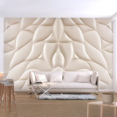 Immagine prodotto di Carta da parati in tessuto, motivo astratto, effetto 3D, illusione ottica, color beige, dimensioni 400x280 cm – Carta da parati moderna, ideale per il soggiorno, decorazione murale, codice prodotto a-A-10076-a-b