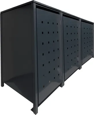 Produktbild von 3 Tailor Mülltonnenboxen Basic für 120 Liter Tonnen o.Stanzung komplett Schwarz