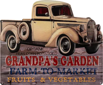 Produktbild von Moritz Blechschild 60 x 50 cm Truck Oldtimer Grandpa Opas Garten Farm Früchte Gemüse Deko Metallschild Retro Vintage Retro Sprüche lustig