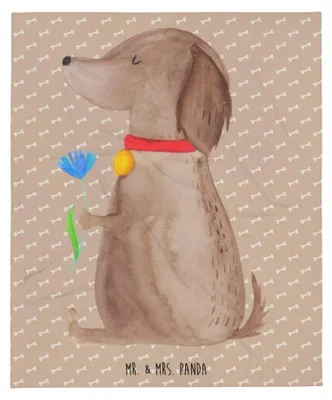 Produktbild von Mr. & Mrs. Panda Decke Hund Blume - Hundeglück - Geschenk, Vierbeiner, Hunde, Kuscheldecke, Sprüche, Tagesdecke, Plaid, Kunstfelldecke, Süß, Bettdecke, Bettüberwurf