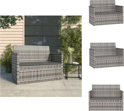 Immagine prodotto di vidaXL Panca da giardino con cuscini grigio 105 cm in poly rattan - Panche da giardino