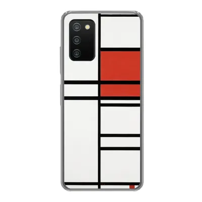 Produktbild von MuchoWow® Handyhülle Schutzhülle Hülle für Samsung Galaxy A03s Komposition mit Rot und Weiß - Piet Mondrian Silikon Softcase Handy Hülle - Schutz