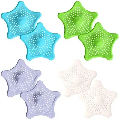 Produktbild von Silikonische Duschauslässe, 8er Set Duschauslässe, Haarabstreifer für Dusche, Haarabstreifer, Silikonische Duschauslässe mit Haarfang, für Dusche, Badewanne und Küche
