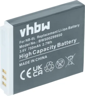 Produktbild von vhbw Akku kompatibel mit Canon Digital Ixus 310HS, 85is, 95is, 25is, 210, 300HS, 105is, 200is Kamera (750 mAh, 3,6 V, Li-Ion)