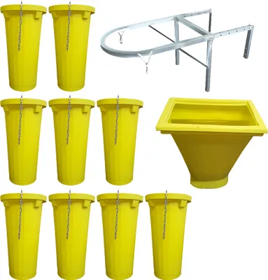 Produktbild von ASD Profi Bauschuttrutschen-Set 11-teilig, ca. 10m, extrem robust, aus Polyethylen hoher Dichte und galvanisch verzinktem Stahl