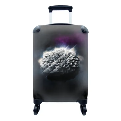 Produktbild von MuchoWow® Koffer Handgepäck Trolley Rollkoffer Kleine Reisekoffer mit 4 Rollen - Blume - Licht - Schwarz - Cabin Size < 55x40x23 cm & 55x40x20 cm - Fotokoffer - Kabinenkoffer - Boardgepäck - Reise-Box - Reisekoffer - Reisegepäck - Koffer mit Bild - Trolley für Kinder