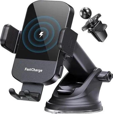 Image de Support de téléphone pour voiture avec kit de fixation 3 en 1 (ventilateur et ventouse), support de téléphone universel pour voiture.