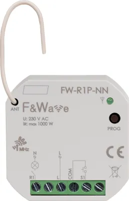 Imagen del producto de Relé multifunción individual Funk, para instalación sin conductor tro, modelo FiWave FW-R1P-NN