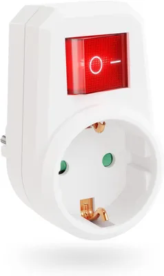 Produktbild von Steckdose mit Schalter – 1-fach – Schuko-Steckerdose mit Schalter – 2-polig – Steckdosenadapter mit Schalter
