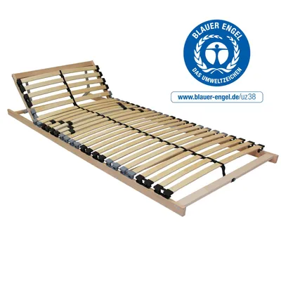 Produktbild von BeCo Lattenrost Easyfix K, 100 x 200 cm, Blauer Engel, Test "Sehr Gut", 28 Leisten, zerlegt, Kopfteil manuell verstellbar