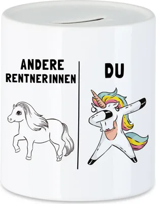 Produktbild von Andere Rentnerinnen Du Spardose Rentnerin Lustig Einhorn Rente Ruhestand Abschiedsgeschenk Kollegin