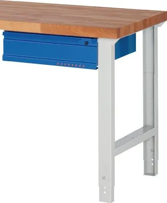 Productafbeelding van Promat lade voor werkbank, afmetingen B580xT650xH150mm, in de kleur "enzianblau" (edelweissblauw), afsluitbaar, model BK 650